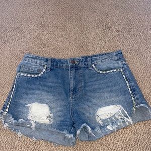 High wasted free people jean shorts